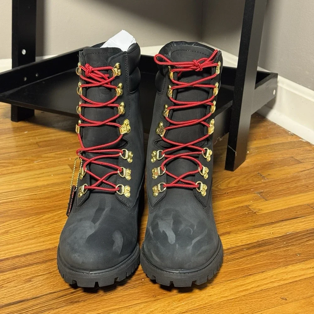 Timberland 40 Below Super Boot Black Gold Red Nubuck Vibram Men 10 A2GDK